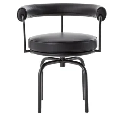 7 Fauteuil Tournant #1, di Charlotte Perriand/Collezione Lc - Struttura e pelle nera Cassina
