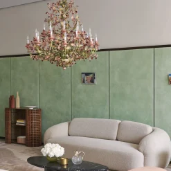 261 Lampadario a 24 luci in policromia floreale