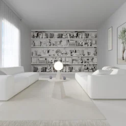 1512 Tavolino e lampada da terra in marmo bianco di Sissy Daniele