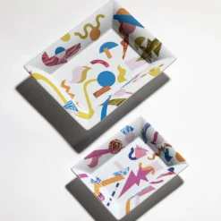 Alchimie set di posacenere e svuotatasche con decoro astratto