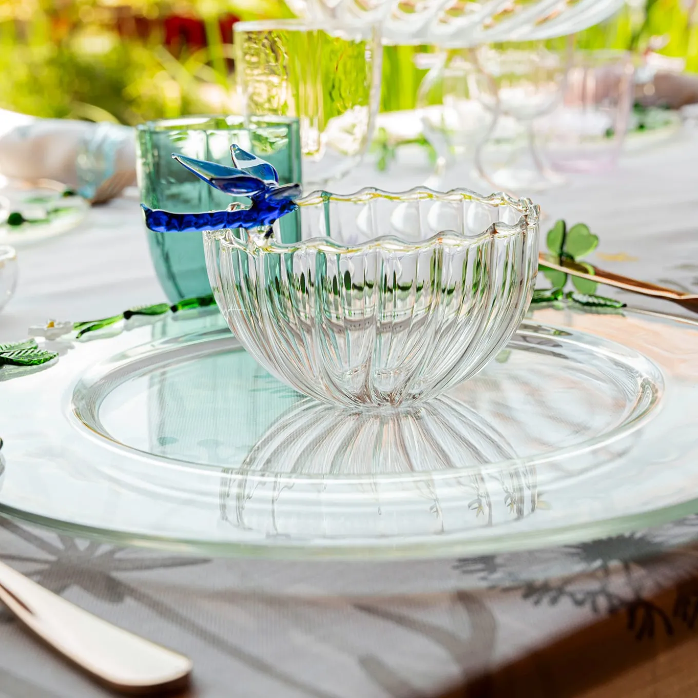 Ali in Volo Ciotola di vetro Libellula blu