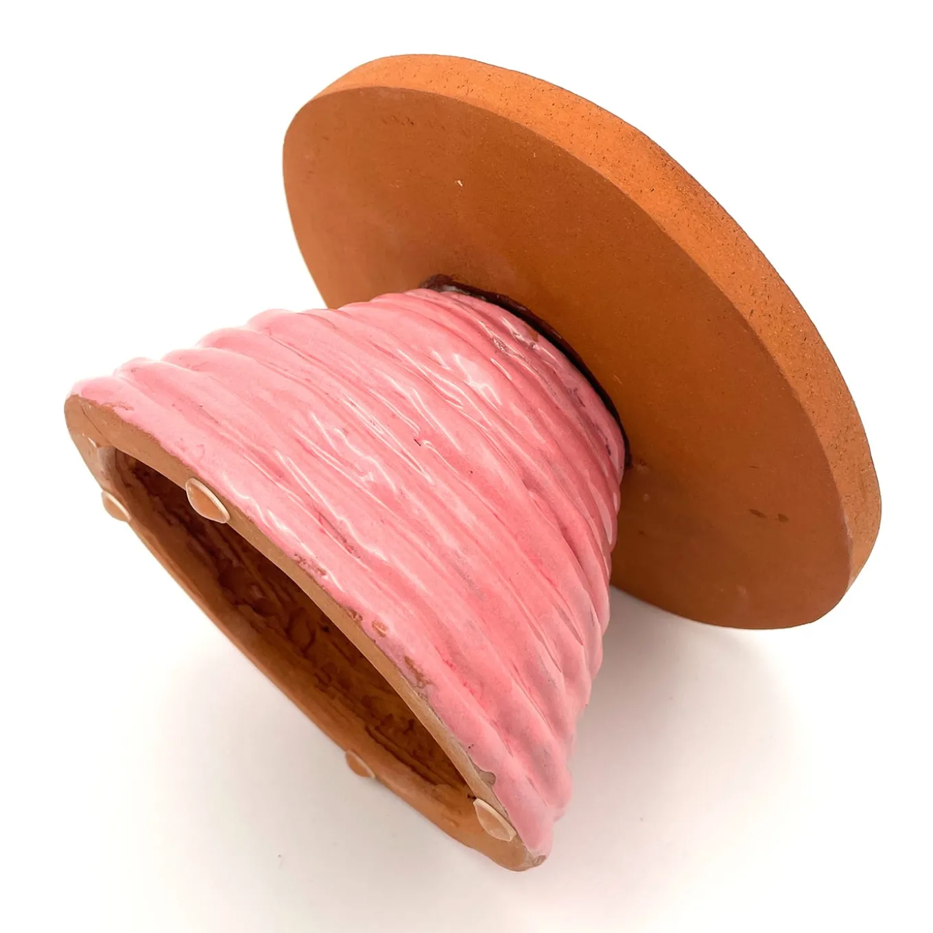 Alzata per torta Fungo Ciccia bronzo metallizzato e rosa