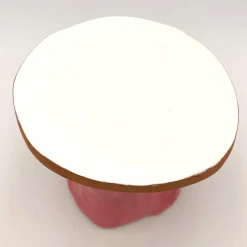 Alzata per torta Fungo Rock rosa e bianca lucida