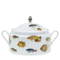 Amami Zuppiera in porcellana con pesci tropicali
