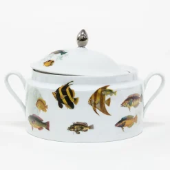 Amami Zuppiera in porcellana con pesci tropicali