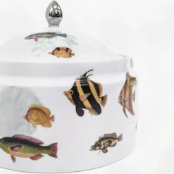Amami Zuppiera in porcellana con pesci tropicali