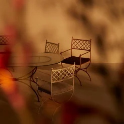 Amarcord Sedia imbottita in ferro battuto marrone con braccioli