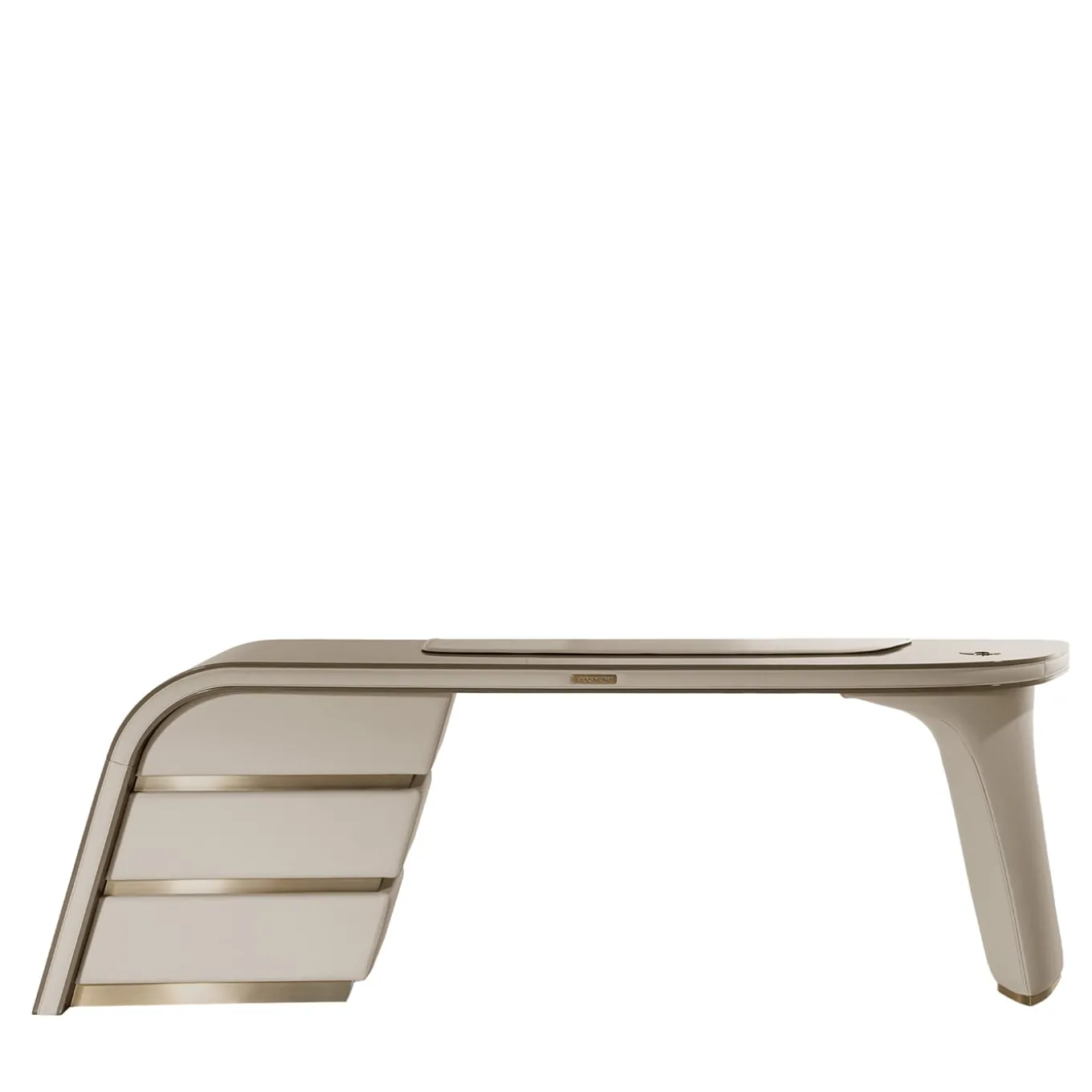 Ambassador Scrivania in Legno Beige e Pelle