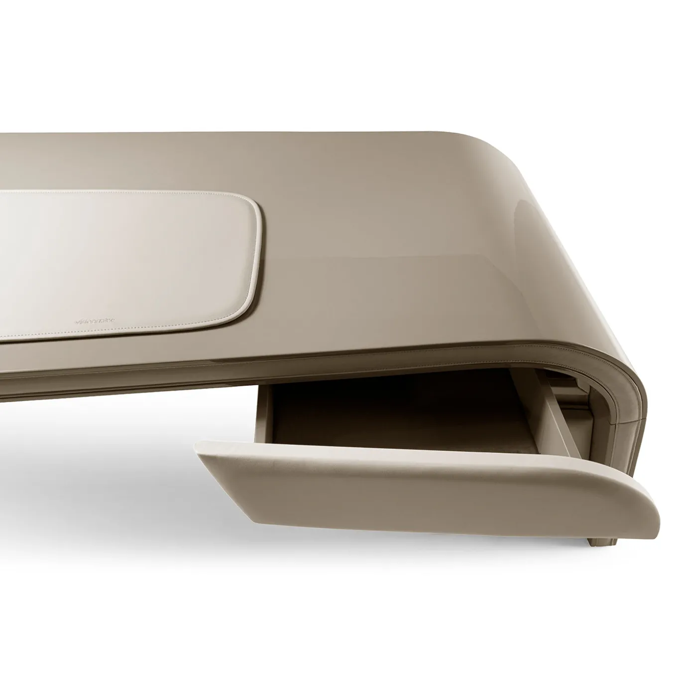 Ambassador Scrivania in Legno Beige e Pelle