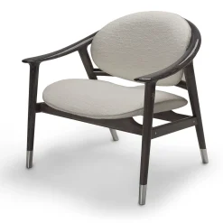 Amerigo Dehors Poltrona in Tessuto Bianco e Gambe in Legno di Frassino