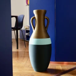 Anfora Giulio Cesare XXL nera azzurra e bronzo