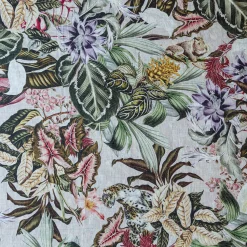 Animalia Tovaglia di lino con animali e vegetali esotici