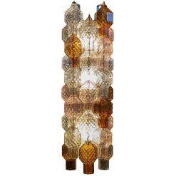 Applique da parete in vetro multicolore con finitura in ottone