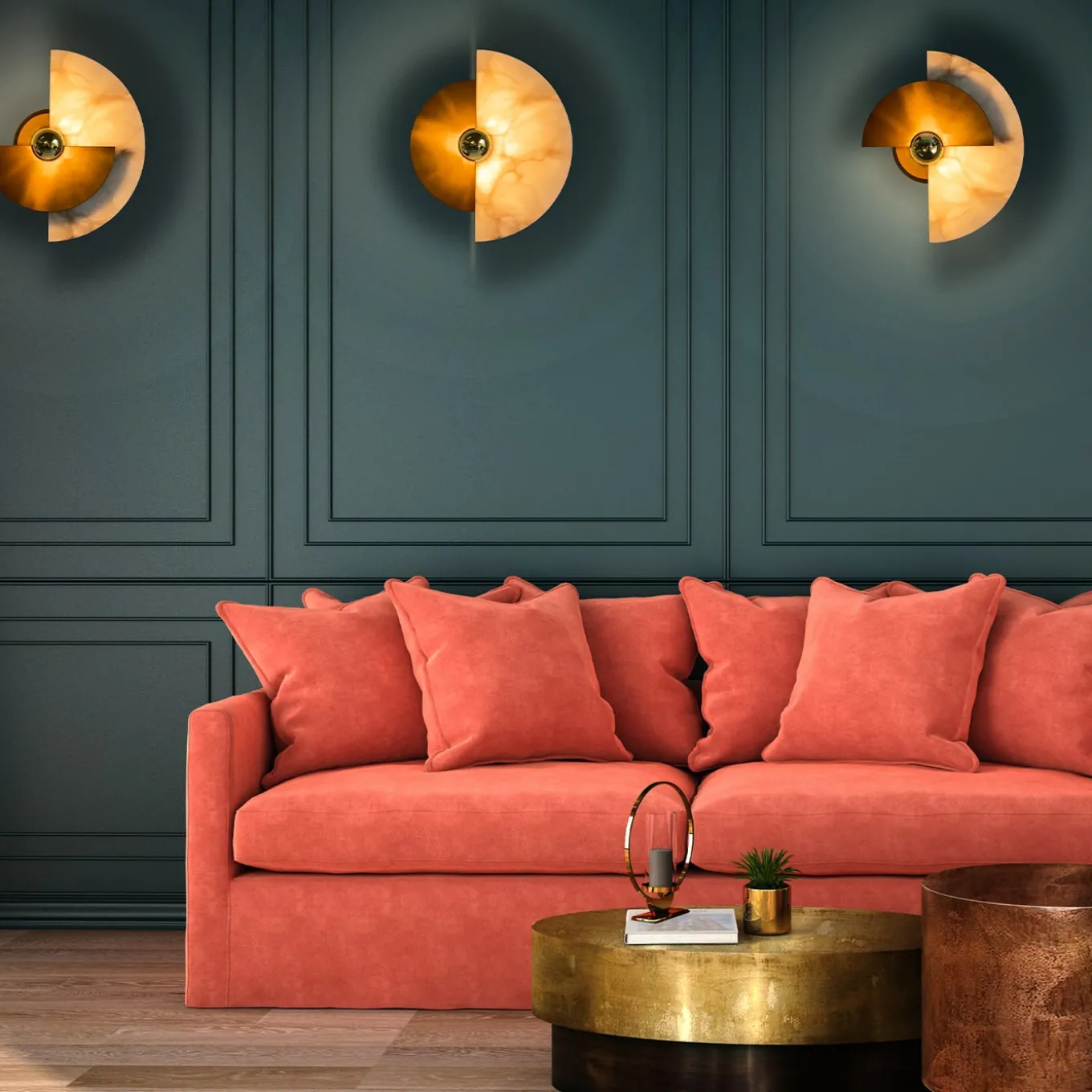 Applique "Levante" in bronzo e alabastro