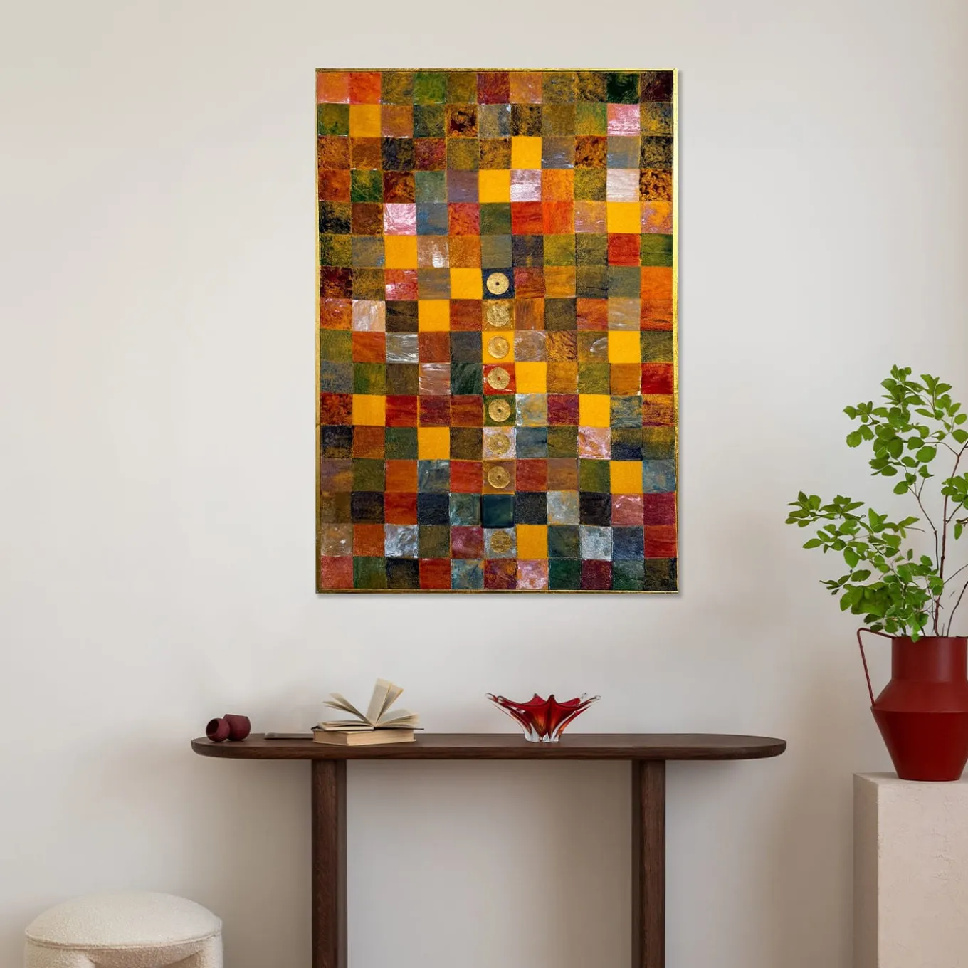 Arazzo Dipinto a Mano in Velluto Scacchiera