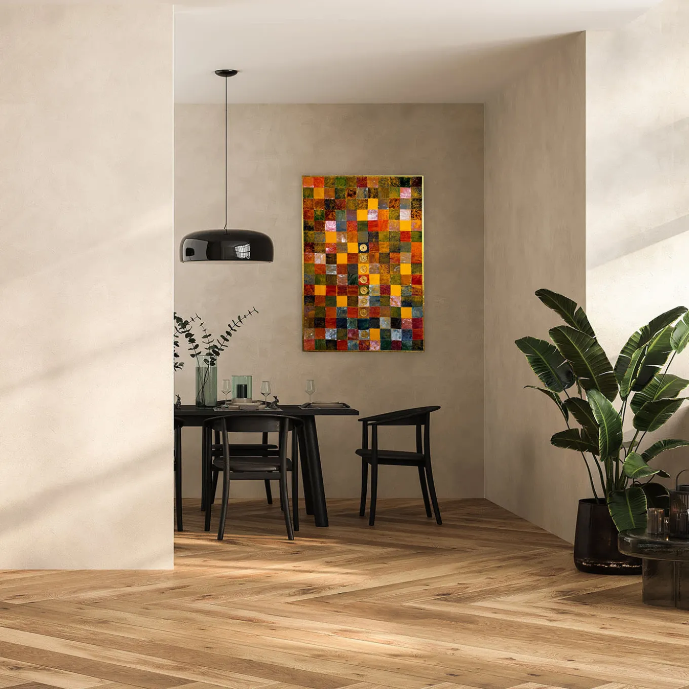 Arazzo Dipinto a Mano in Velluto Scacchiera