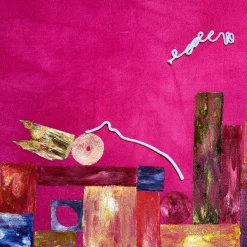 Arazzo Dipinto a Mano in Velluto Rosa Verba Volant