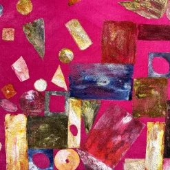 Arazzo Dipinto a Mano in Velluto Rosa Verba Volant