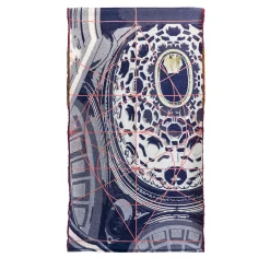 Arazzo double face Borromini in blu petrolio e Rosso Neues Rot