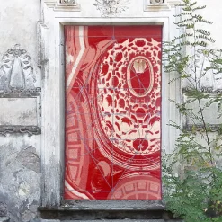 Arazzo double face Borromini in Rosso Bacca e Blu Blitzblau