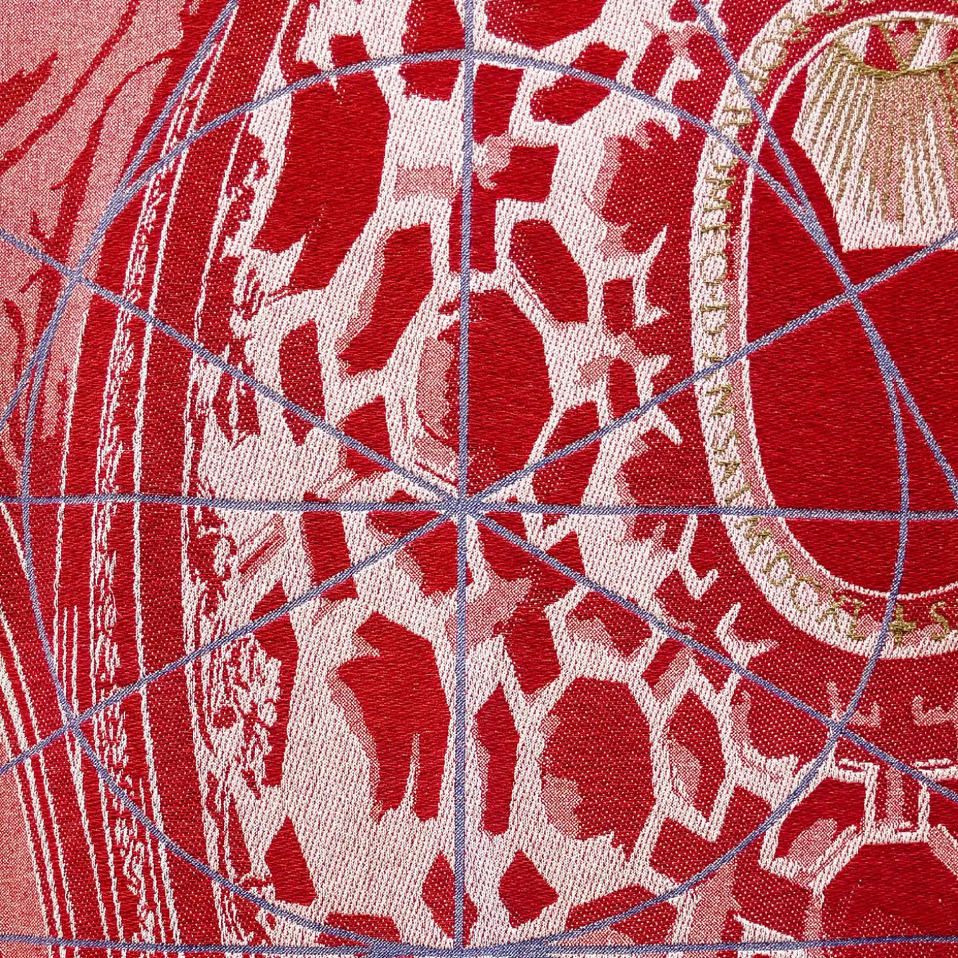 Arazzo double face Borromini in Rosso Bacca e Blu Blitzblau