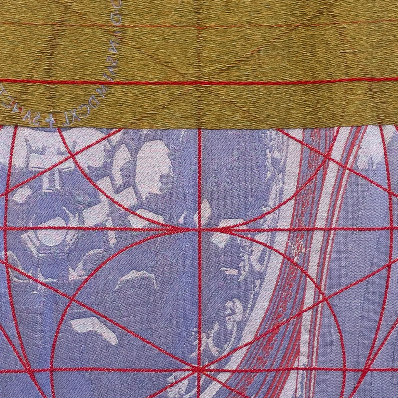 Arazzo double face Borromini in Rosso Bacca e Blu Blitzblau