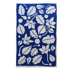 Arazzo/Coperta Radici Blu con Motivi Organici in Lana Merino