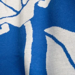 Arazzo/Coperta Radici Blu con Motivi Organici in Lana Merino