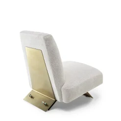 Aries Poltrona in Tessuto Bianco e Metallo Satinato Oro