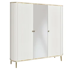 Armadio Bianco a 3 Ante con Specchio nella Porta Centrale