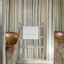 Asciugamano LIFE in Lino Toni di Bianco e Verde