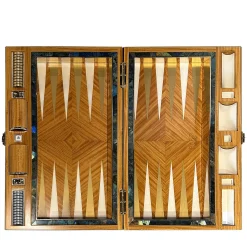 Backgammon Geometrico in Legno con dettagli in Pietre Semi Preziose