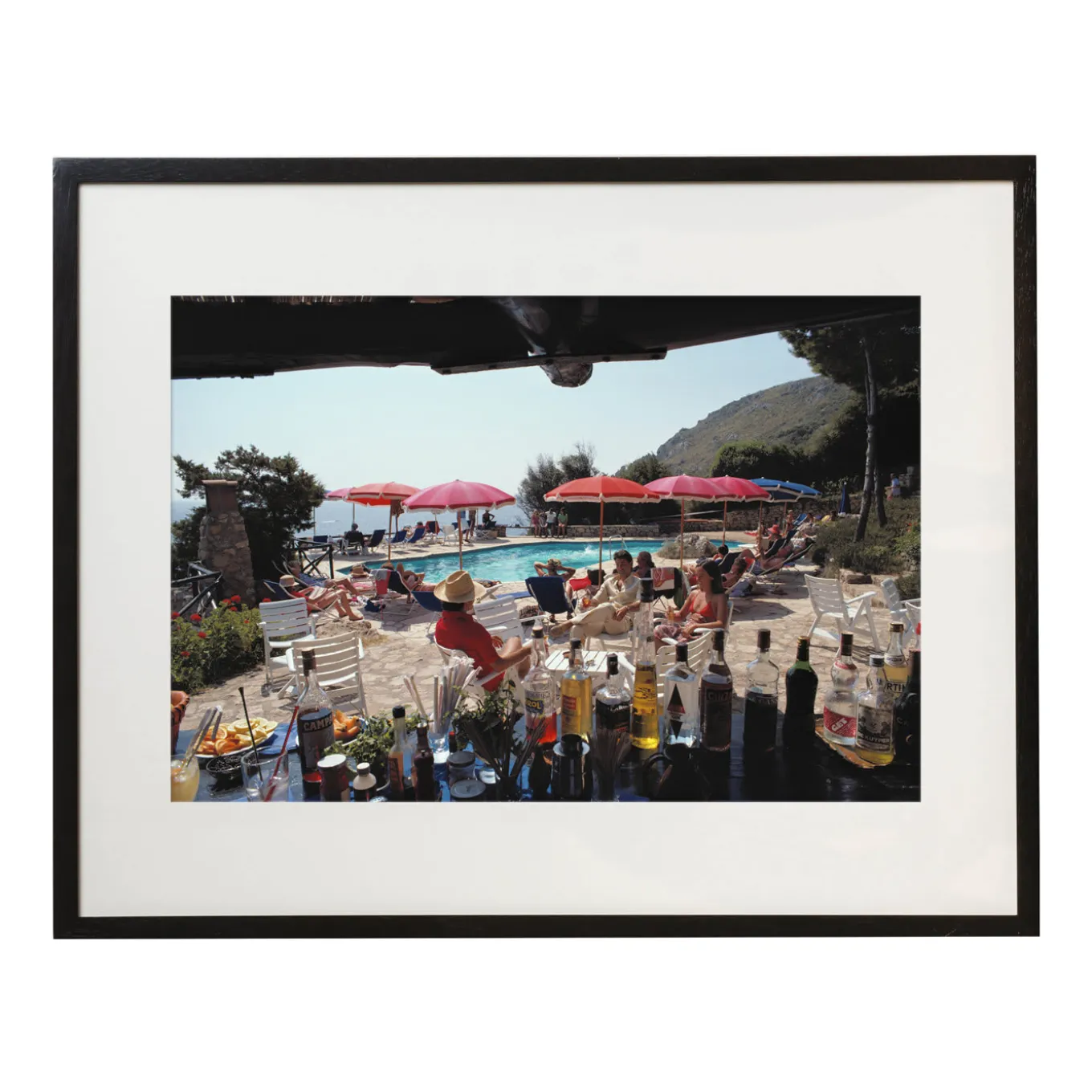Bar a bordo piscina Stampa con cornice di Slim Aarons
