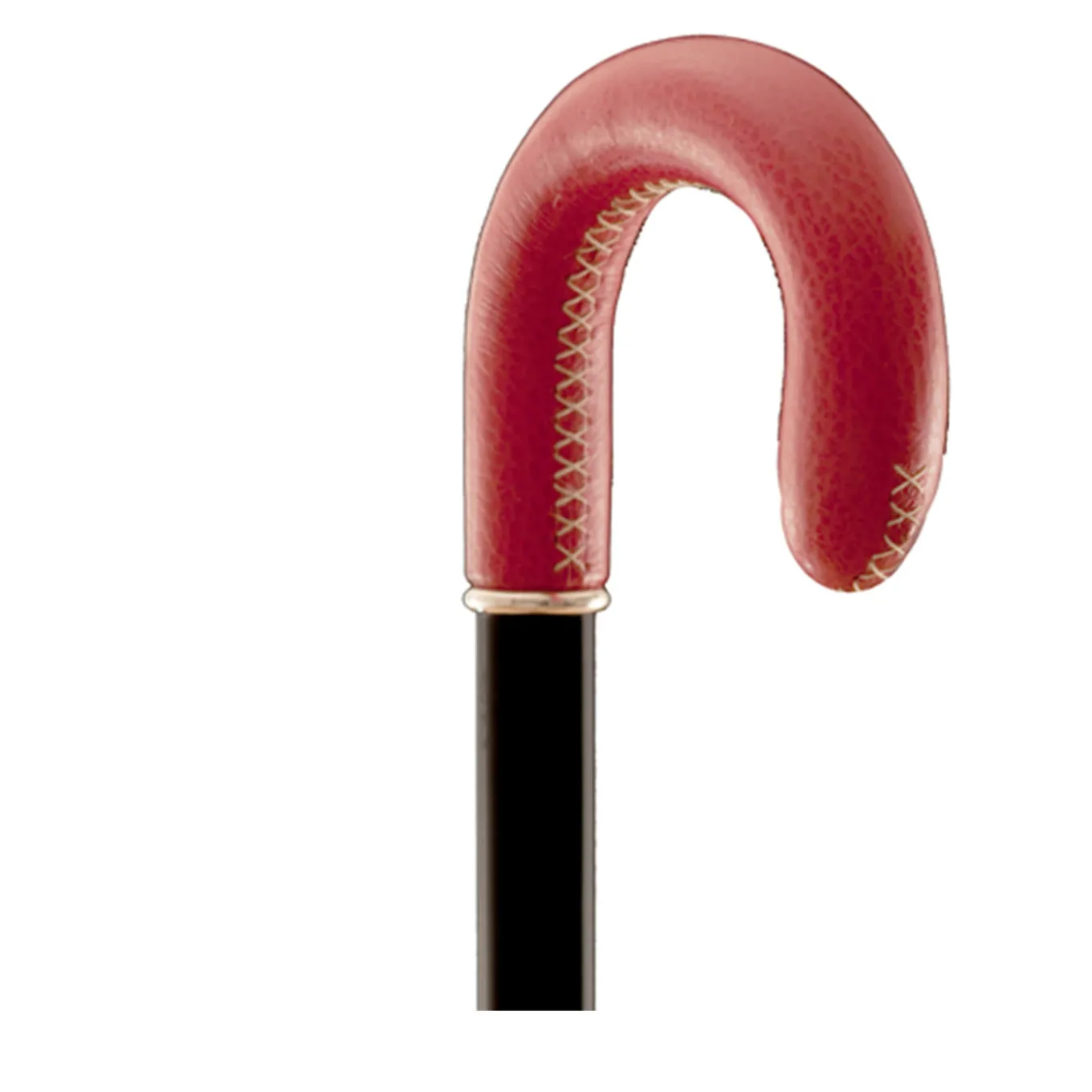 Bastone da passeggio tradizionale con impugnatura bianca e rossa