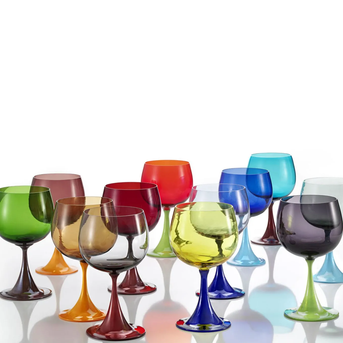 Bicchiere a stelo Burlesque Coral & Blue di Stefano Marcato