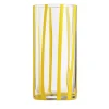 Bicchiere Highball in vetro Murano Cyrcus Striped Giallo e Trasparente