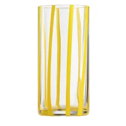 Bicchiere Highball in vetro Murano Cyrcus Striped Giallo e Trasparente