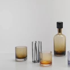 Bicchiere Highball in vetro Murano Cyrcus Striped Nero e Trasparente