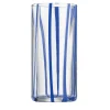 Bicchiere Highball in vetro Murano Cyrcus Striped Blu e Trasparente