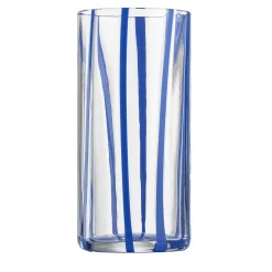 Bicchiere Highball in vetro Murano Cyrcus Striped Blu e Trasparente
