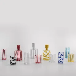 Bicchiere Highball in vetro Murano Cyrcus Striped Azzurro Chiaro e Trasparente