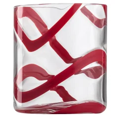 Bicchiere Tumbler in vetro Murano Cyrcus Esse Rosso e Trasparente