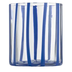 Bicchiere Tumbler in vetro Murano Cyrcus Striped Blu e Trasparente