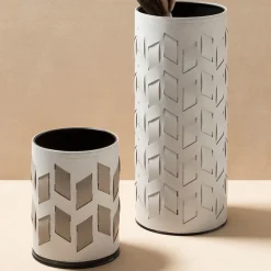 Bino Cestino bianco con motivo Cancun beige