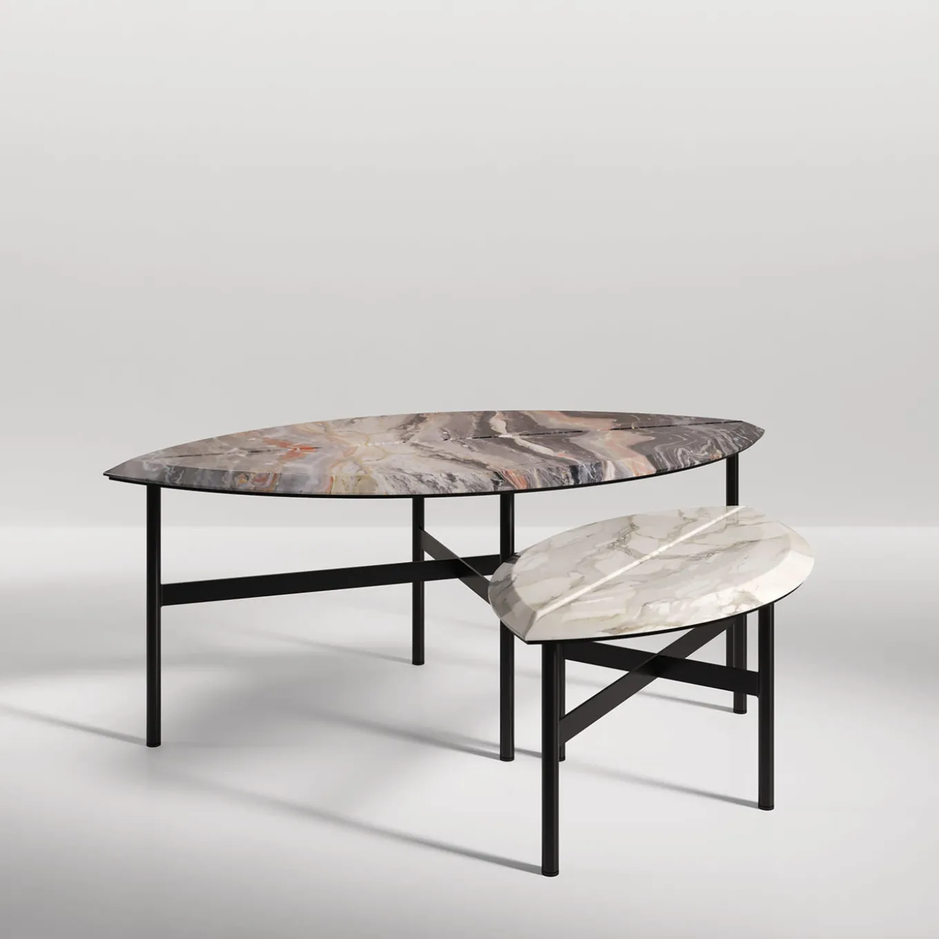 Book 1&2 arabescato and calacatta marble coffee tables