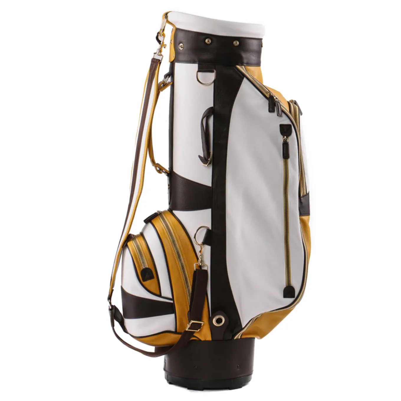 Borsa da golf bianca, gialla e marrone