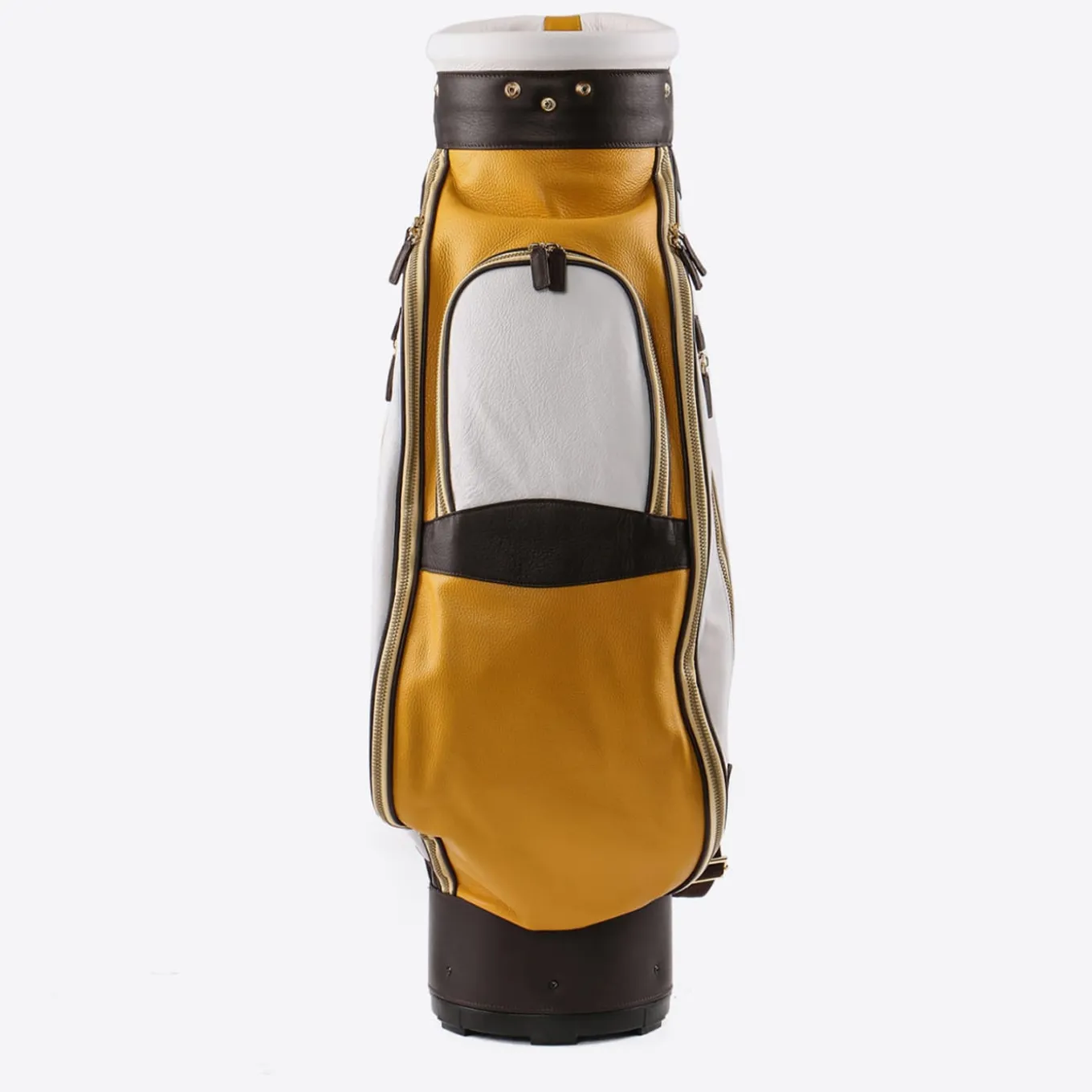 Borsa da golf bianca, gialla e marrone