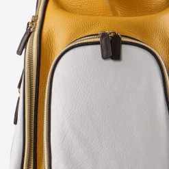Borsa da golf bianca, gialla e marrone