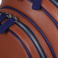 Borsa da golf Imperiale in pelle marrone e blu