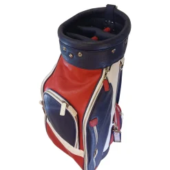Borsa da golf in pelle blu e rossa